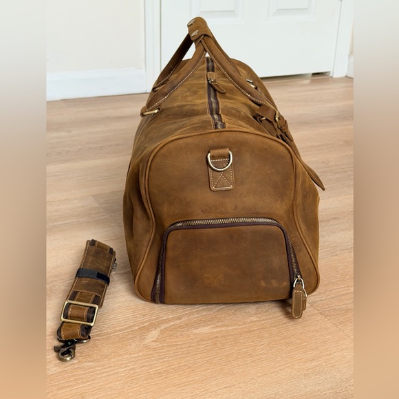 NWOT NEW 21” Full Grain Leather Duffel Bag Travel Weekend Gym Overnight Carry-On - Picture 2 of 11